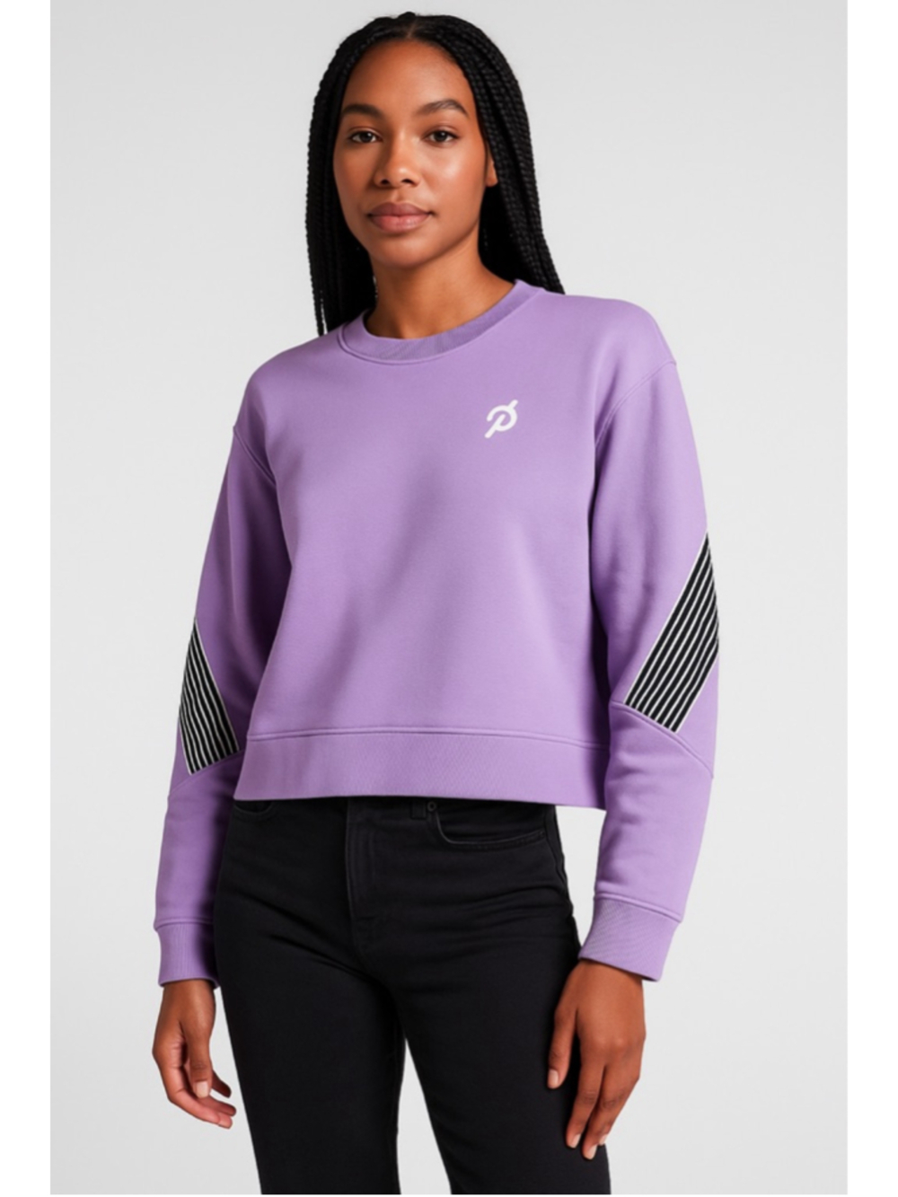 Peloton Purple Cropped Crewneck Sweatshirt Medium Athleisure Pullover